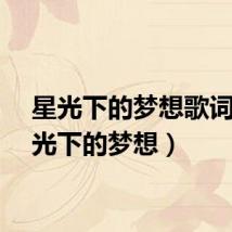 星光下的梦想歌词（星光下的梦想）
