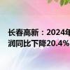 长春高新：2024年净利润同比下降20.4%