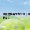 这就是爱英文怎么写（这就是爱英文）