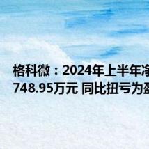 格科微:2024年上半年净利润7748.95万元 同比扭亏为盈