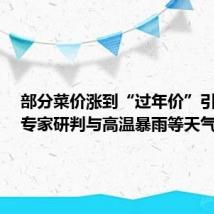 部分菜价涨到“过年价”引关注,专家研判与高温暴雨等天气有关