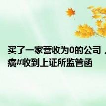 买了一家营收为0的公司,#片仔癀#收到上证所监管函