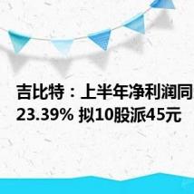 吉比特:上半年净利润同比下降23.39% 拟10股派45元