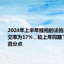 2024年上半年挂拍的法拍房平均成交率为17%,较上年同期下降7个百分点