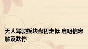 无人驾驶板块盘初走低 启明信息触及跌停