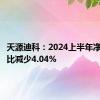 天源迪科：2024上半年净利润同比减少4.04%