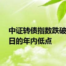 中证转债指数跌破2月5日的年内低点