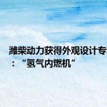 潍柴动力获得外观设计专利授权:“氢气内燃机”
