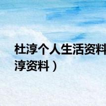 杜淳个人生活资料（杜淳资料）