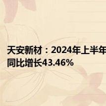 天安新材：2024年上半年净利润同比增长43.46%