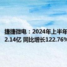 捷捷微电:2024年上半年净利润2.14亿 同比增长122.76%