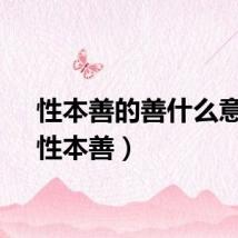 性本善的善什么意思（性本善）