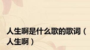 人生啊是什么歌的歌词（人生啊）