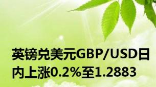 英镑兑美元GBP/USD日内上涨0.2%至1.2883