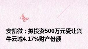 安凯微：拟投资500万元受让兴牛云域4.17%财产份额