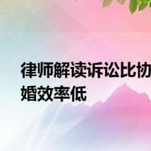 律师解读诉讼比协议离婚效率低