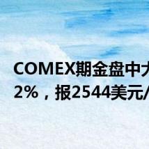 COMEX期金盘中大涨超2%，报2544美元/盎司