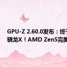GPU-Z 2.60.0发布:终于支持骁龙X!AMD Zen5完美了
