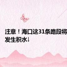 注意!海口这31条路段将有可能发生积水↓