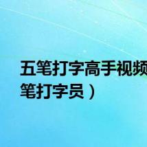 五笔打字高手视频（五笔打字员）