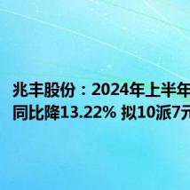 兆丰股份:2024年上半年净利润同比降13.22% 拟10派7元