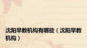 沈阳早教机构有哪些（沈阳早教机构）