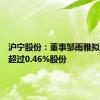 沪宁股份：董事邹雨雅拟减持不超过0.46%股份