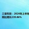三变科技：2024年上半年净利润同比增长239.86%