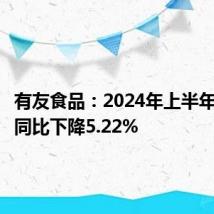 有友食品:2024年上半年净利润同比下降5.22%