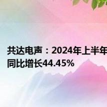 共达电声:2024年上半年净利润同比增长44.45%