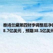 雅诗兰黛第四财季调整后净销售额38.7亿美元,预期38.1亿美元