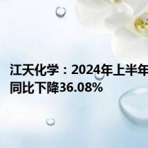 江天化学:2024年上半年净利润同比下降36.08%
