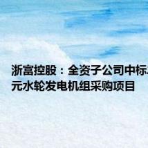 浙富控股:全资子公司中标2.66亿元水轮发电机组采购项目