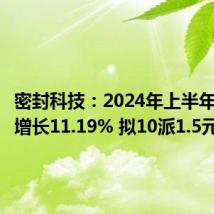 密封科技:2024年上半年净利润增长11.19% 拟10派1.5元