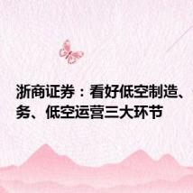 浙商证券:看好低空制造、低空服务、低空运营三大环节