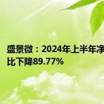 盛景微：2024年上半年净利润同比下降89.77%