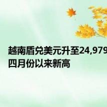 越南盾兑美元升至24,979，创自四月份以来新高