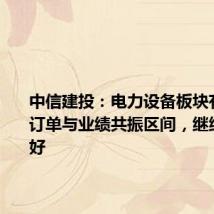 中信建投:电力设备板块有望进入订单与业绩共振区间,继续强烈看好