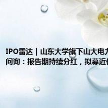IPO雷达|山东大学旗下山大电力遭三轮问询:报告期持续分红,拟募近亿元补流