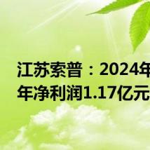 江苏索普：2024年上半年净利润1.17亿元