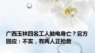 广西玉林四名工人触电身亡？官方回应：不实，有两人正抢救