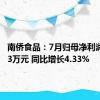南侨食品：7月归母净利润444.13万元 同比增长4.33%