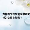 怎样为文件夹加密设置密码（怎样为文件夹加密）