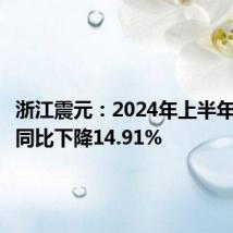 浙江震元:2024年上半年净利润同比下降14.91%