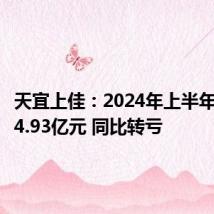 天宜上佳:2024年上半年净亏损4.93亿元 同比转亏