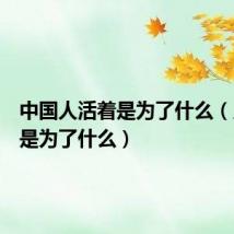 中国人活着是为了什么(人活着是为了什么)