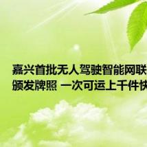 嘉兴首批无人驾驶智能网联车集中颁发牌照 一次可运上千件快递