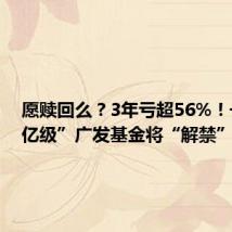 愿赎回么?3年亏超56%!一“百亿级”广发基金将“解禁”