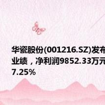 华瓷股份(001216.SZ)发布上半年业绩,净利润9852.33万元,增长17.25%
