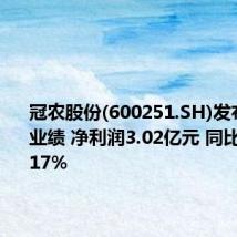 冠农股份(600251.SH)发布半年度业绩 净利润3.02亿元 同比下降35.17%